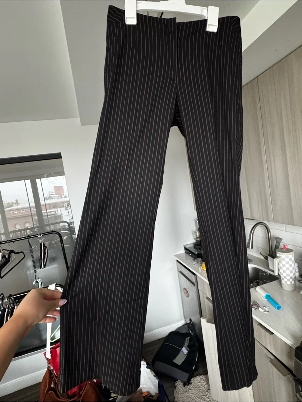 Vintage United Colors of Benetton Pinstripe Pants Size 38 Y2K Low Rise Goth - Picture 1 of 12